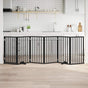 Dog Gate with Door Foldable 6 Panels Black 300 cm Poplar Wood