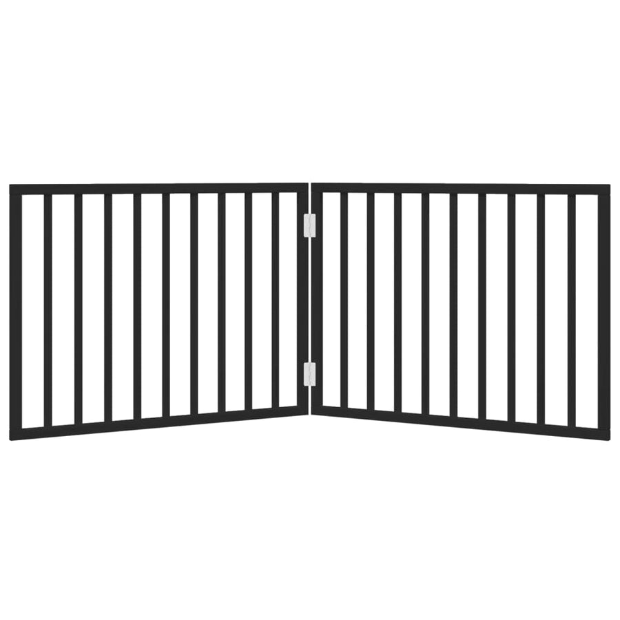 Dog Gate Foldable 2 Panels Black 160 cm Poplar Wood