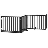 Dog Gate with Door Foldable 4 Panels Black 320 cm Poplar Wood - Front View