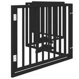 Dog Gate with Door Foldable 4 Panels Black 320 cm Poplar Wood