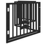Dog Gate with Door Foldable 4 Panels Black 320 cm Poplar Wood