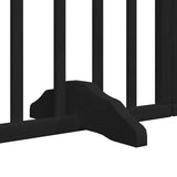 Dog Gate with Door Foldable 4 Panels Black 320 cm Poplar Wood - Low Angle