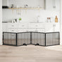 Dog Gate with Door Foldable 4 Panels Black 320 cm Poplar Wood