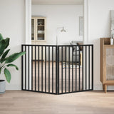 Dog Gate Foldable 2 Panels Black 160 cm Poplar Wood - Side View