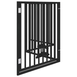 Dog Gate with Door Foldable 4 Panels Black 320 cm Poplar Wood