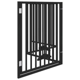 Dog Gate with Door Foldable 4 Panels Black 320 cm Poplar Wood - 45-Degree Angle
