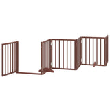 Dog Gate with Door Foldable 6 Panels Brown 300 cm Poplar Wood - Top-Down View