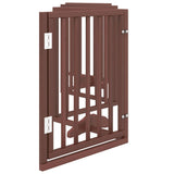 Dog Gate with Door Foldable 6 Panels Brown 300 cm Poplar Wood - 45-Degree Angle