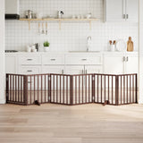 Dog Gate with Door Foldable 6 Panels Brown 300 cm Poplar Wood