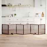 Dog Gate with Door Foldable 6 Panels Brown 300 cm Poplar Wood