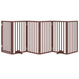 Dog Gate with Door Foldable 6 Panels Brown 300 cm Poplar Wood