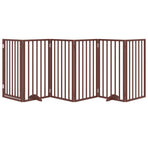 Dog Gate with Door Foldable 6 Panels Brown 300 cm Poplar Wood