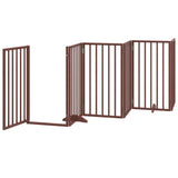 Dog Gate with Door Foldable 6 Panels Brown 300 cm Poplar Wood - Top-Down View