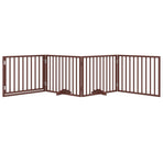 Dog Gate with Door Foldable 4 Panels Brown 320 cm Poplar Wood