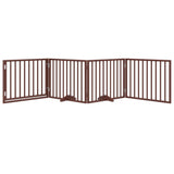 Dog Gate with Door Foldable 4 Panels Brown 320 cm Poplar Wood - Side View