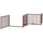 Dog Gate with Door Foldable 4 Panels Brown 320 cm Poplar Wood