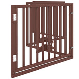 Dog Gate with Door Foldable 4 Panels Brown 320 cm Poplar Wood - 45-Degree Angle