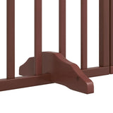 Dog Gate with Door Foldable 4 Panels Brown 320 cm Poplar Wood - Low Angle