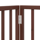 Dog Gate with Door Foldable 4 Panels Brown 320 cm Poplar Wood