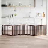 Dog Gate with Door Foldable 4 Panels Brown 320 cm Poplar Wood