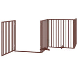 Dog Gate with Door Foldable 4 Panels Brown 320 cm Poplar Wood - Top-Down View