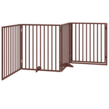 Dog Gate with Door Foldable 4 Panels Brown 320 cm Poplar Wood - Rear View