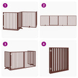 Dog Gate with Door Foldable 4 Panels Brown 320 cm Poplar Wood