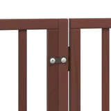 Dog Gate with Door Foldable 4 Panels Brown 320 cm Poplar Wood - Extra Image