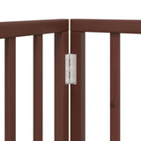 Dog Gate with Door Foldable 4 Panels Brown 320 cm Poplar Wood