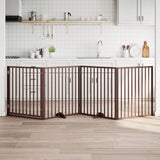 Dog Gate with Door Foldable 4 Panels Brown 320 cm Poplar Wood