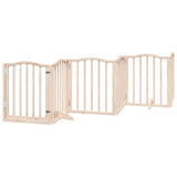 Dog Gate with Door Foldable 6 Panels 300 cm Poplar Wood