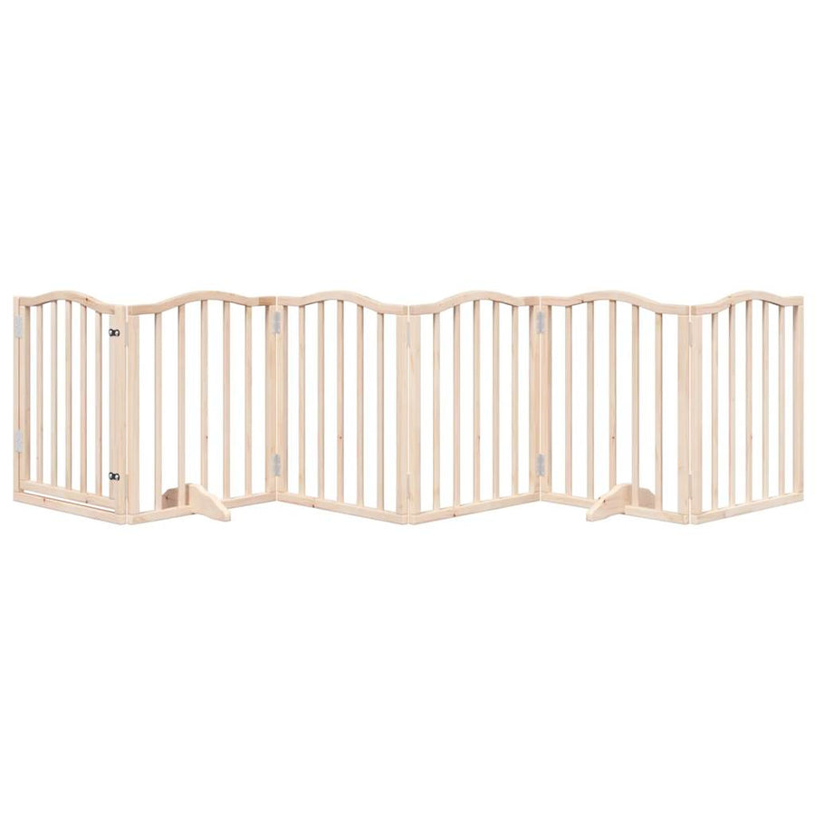 Dog Gate with Door Foldable 6 Panels 300 cm Poplar Wood