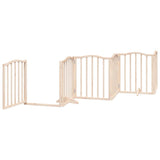 Dog Gate with Door Foldable 6 Panels 300 cm Poplar Wood - Top-Down View