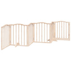 Dog Gate with Door Foldable 6 Panels 300 cm Poplar Wood
