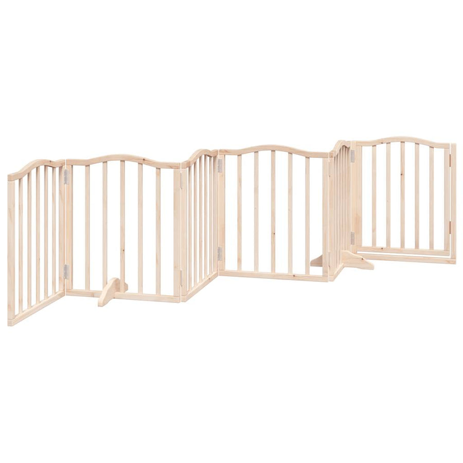 Dog Gate with Door Foldable 6 Panels 300 cm Poplar Wood