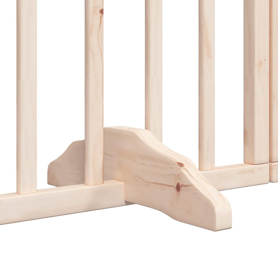 Dog Gate with Door Foldable 6 Panels 300 cm Poplar Wood