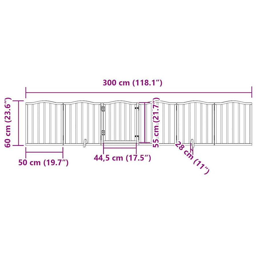 Dog Gate with Door Foldable 6 Panels 300 cm Poplar Wood