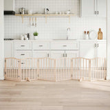 Dog Gate with Door Foldable 6 Panels 300 cm Poplar Wood