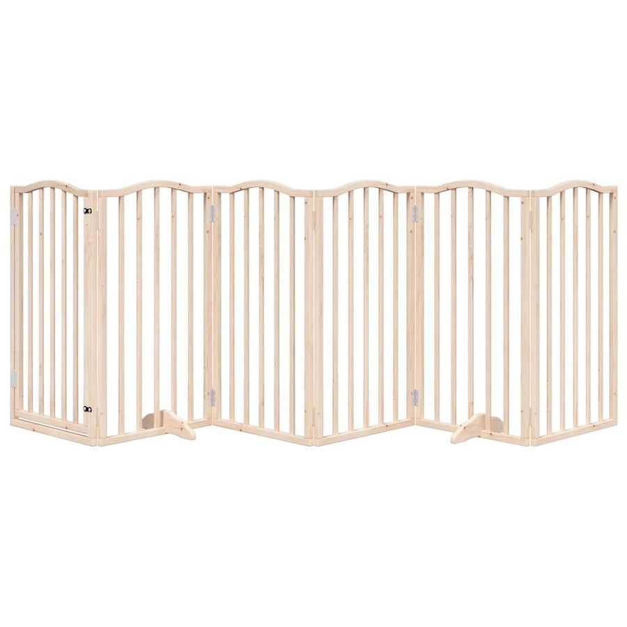 Dog Gate with Door Foldable 6 Panels 300 cm Poplar Wood
