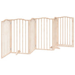 Dog Gate with Door Foldable 6 Panels 300 cm Poplar Wood