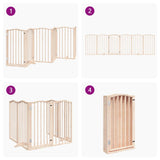 Dog Gate with Door Foldable 6 Panels 300 cm Poplar Wood - Close-Up Angle