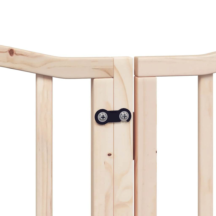 Dog Gate with Door Foldable 6 Panels 300 cm Poplar Wood