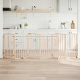 Dog Gate with Door Foldable 6 Panels 300 cm Poplar Wood