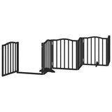 Dog Gate with Door Foldable 6 Panels Black 300 cm Poplar Wood - Top-Down View
