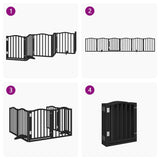 Dog Gate with Door Foldable 6 Panels Black 300 cm Poplar Wood - Close-Up Angle