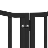 Dog Gate with Door Foldable 6 Panels Black 300 cm Poplar Wood - Low Angle