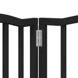 Dog Gate with Door Foldable 6 Panels Black 300 cm Poplar Wood - Extra Image