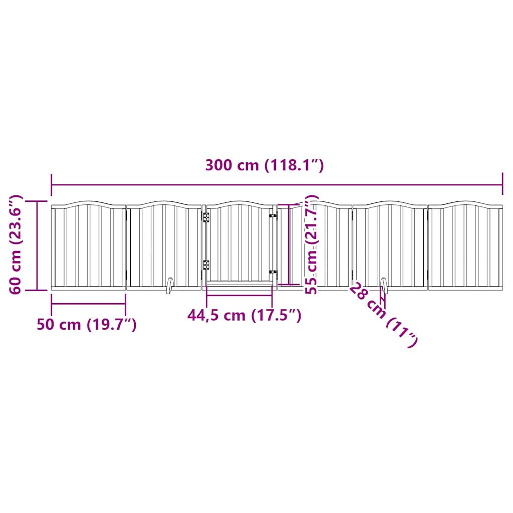 Dog Gate with Door Foldable 6 Panels Black 300 cm Poplar Wood