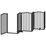 Dog Gate with Door Foldable 6 Panels Black 300 cm Poplar Wood