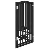 Dog Gate with Door Foldable 6 Panels Black 300 cm Poplar Wood - 45-Degree Angle